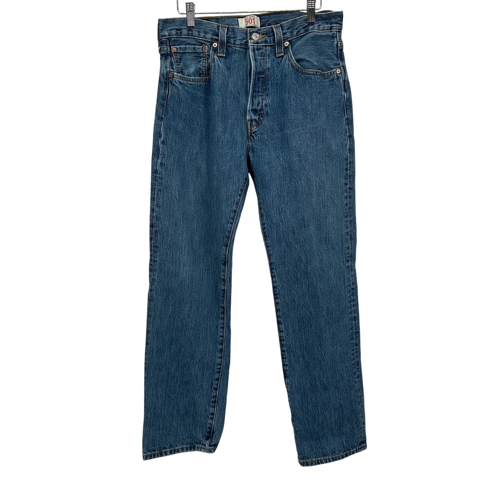 Levis 501 Mens 33x32 Original Straight Leg Button Fly Medium Wash Blue Denim
